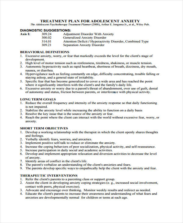 Sud Treatment Plan Template