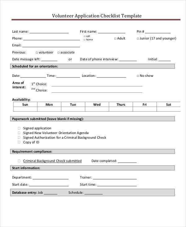 Application Checklist Template 13+ Free Samples, Examples Format Download