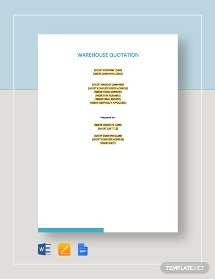 warehouse quotation template