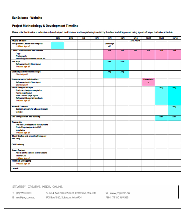 Web Site Development 28 Project Timeline Examples Word PDF Docs Free 