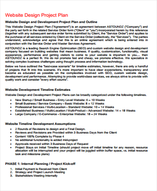 website project plan timeline