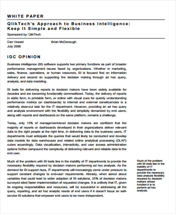 white paper on business intelligence
