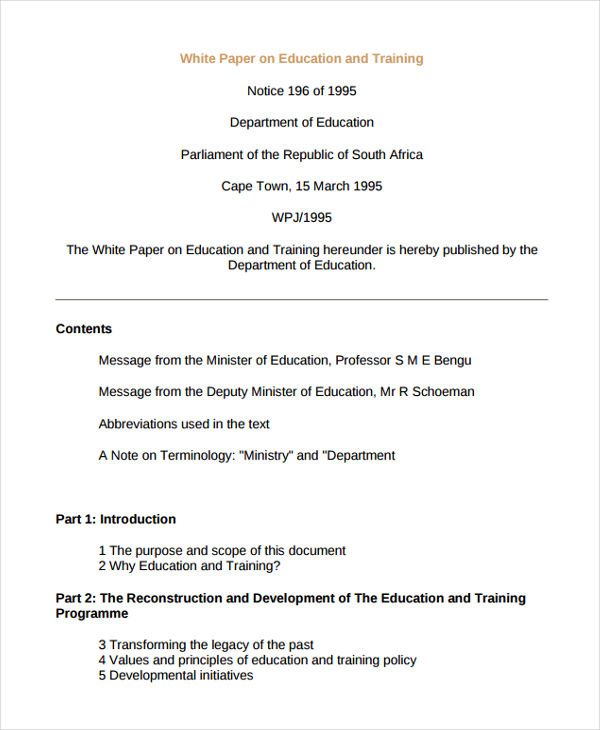 white paper summary education