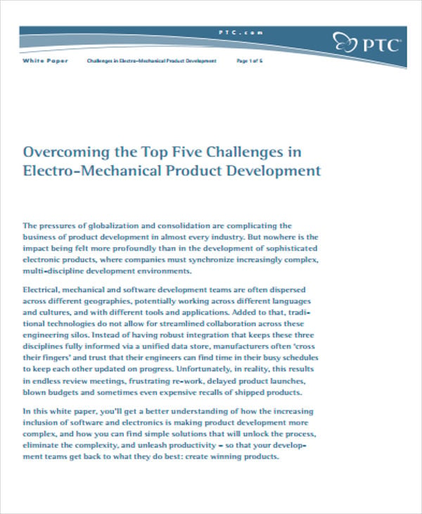 white paper on mechanical product