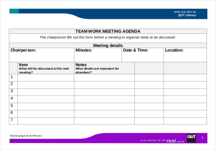 work meeting agenda template