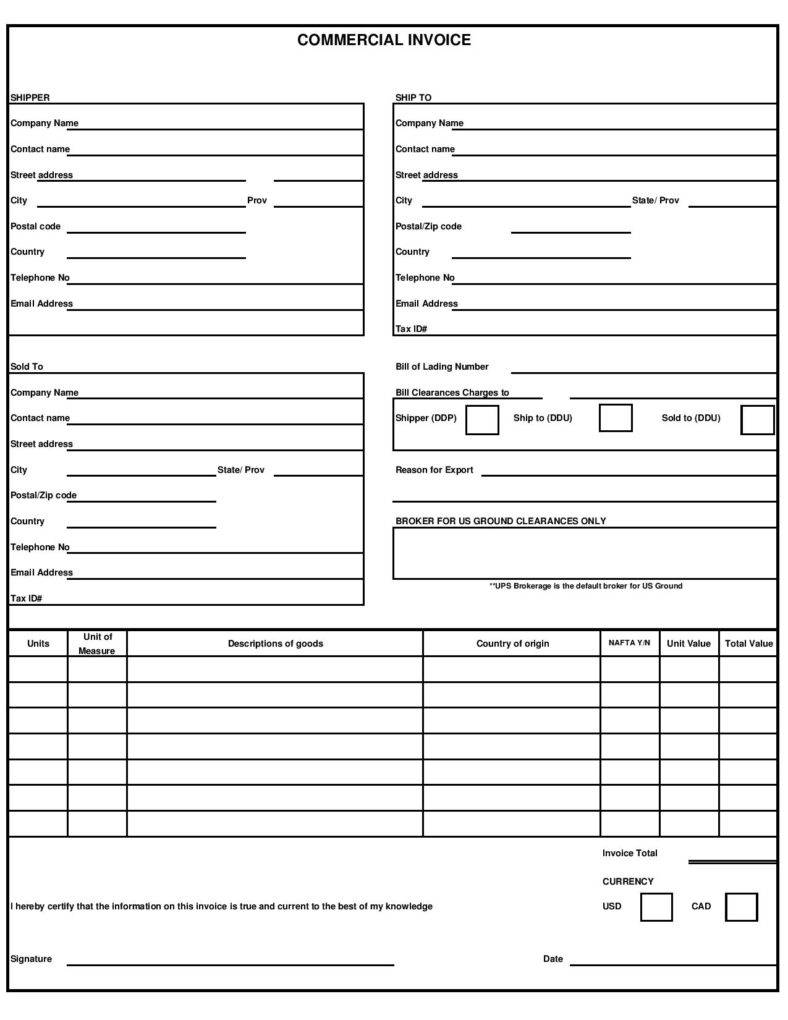 tnt commercial invoice template