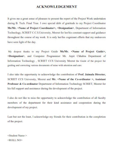 acknowledgement project report