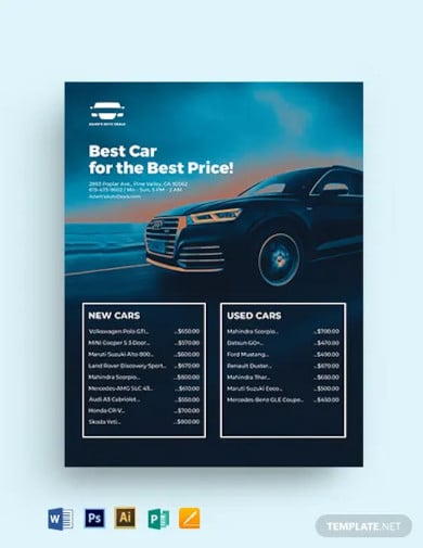 auto price list template