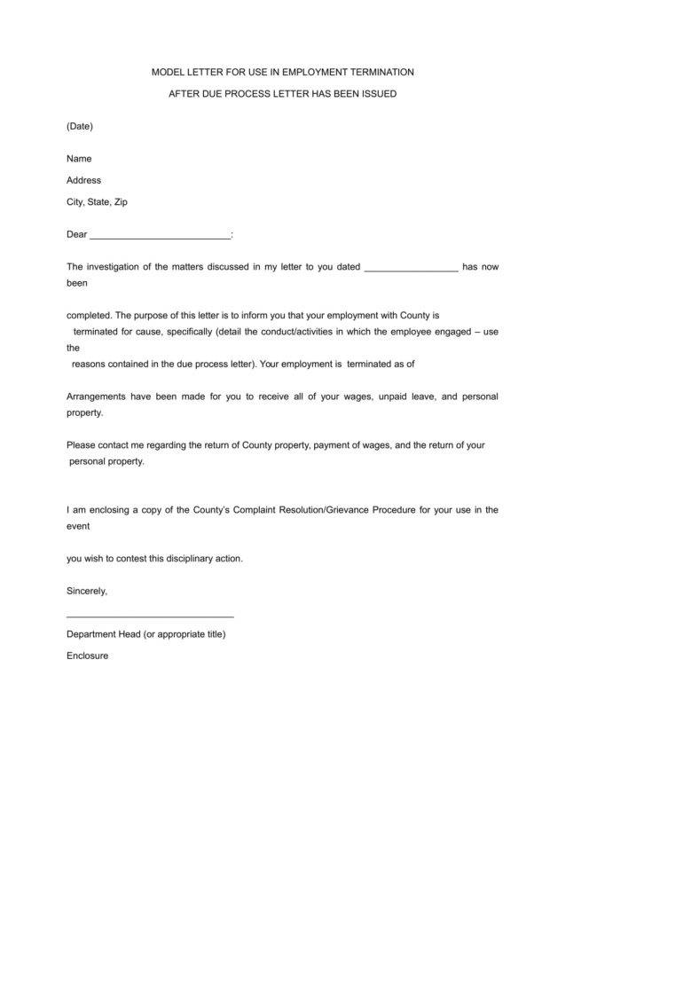 Example Termination Letter To Employee Database Letter Template Vrogue