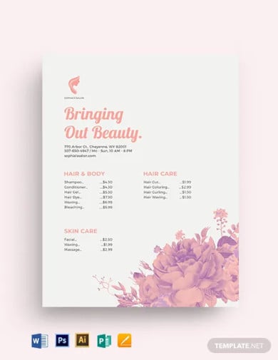 15 Salon Price List Templates Free Samples Examples Formats Download Free Premium Templates