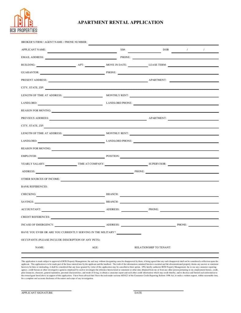 blank apartment rental application page 001 788x1020