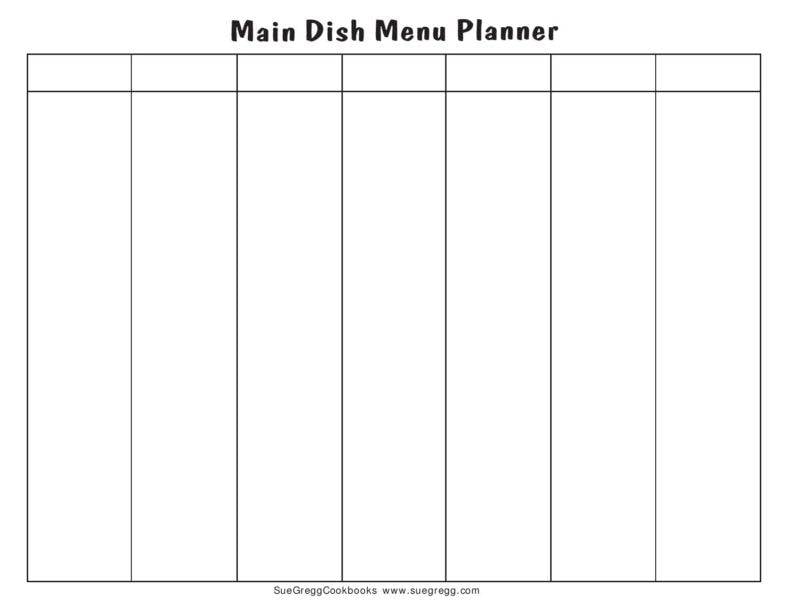 blank menu calendar for one month