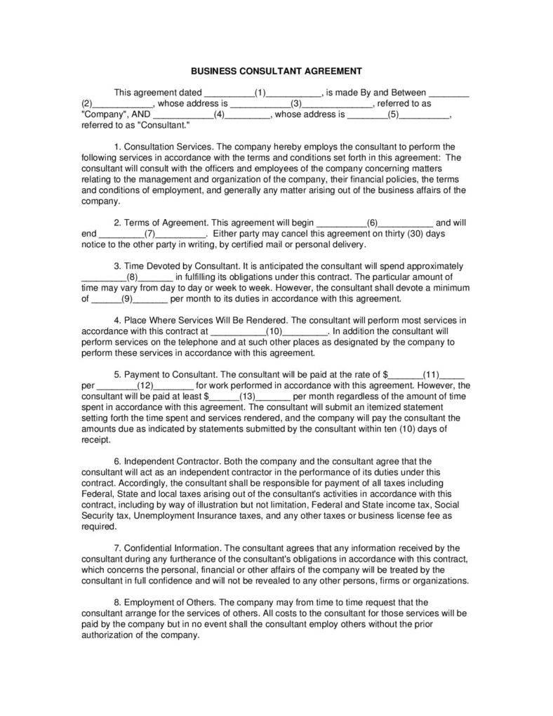 Business Consulting Contract Sample page 001 788x1020