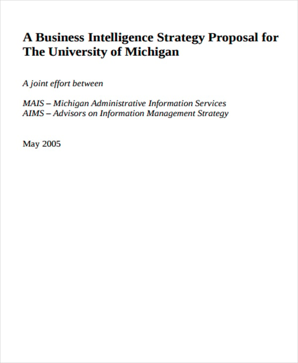 business intelligence project proposal