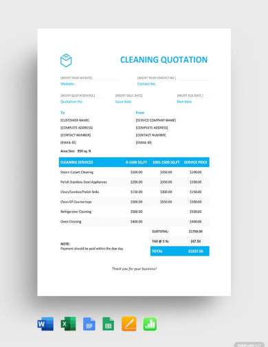 cleaning quotation template