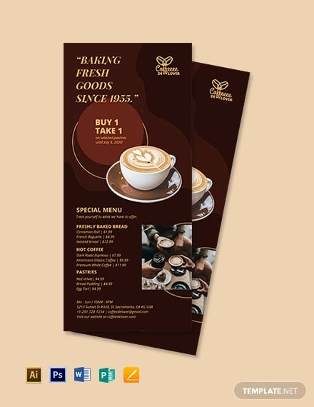 coffee shop rack card template