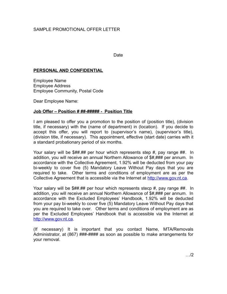 Sample Letter Of Intent For Job Promotion