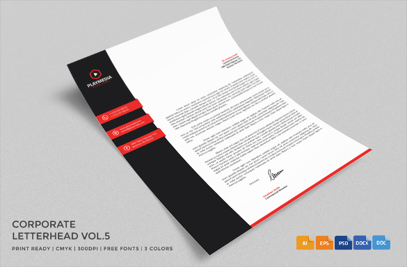 corporate letterhead with red strips