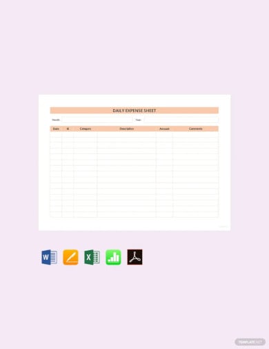 daily expense sheet template