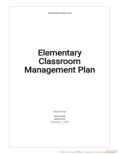 elementary classroom management plan template