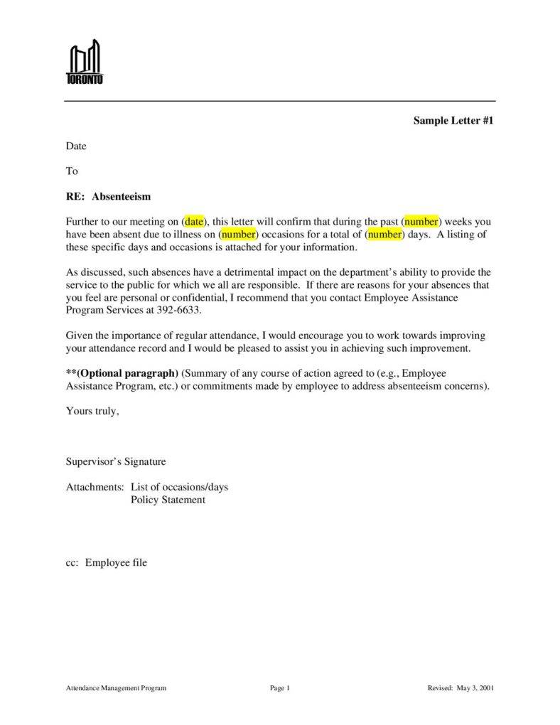 Warning Letter To Employee For Poor Attendance Msiart Infoupdate