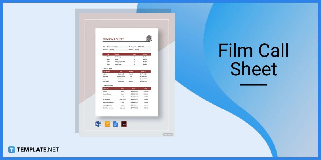 film call sheet template