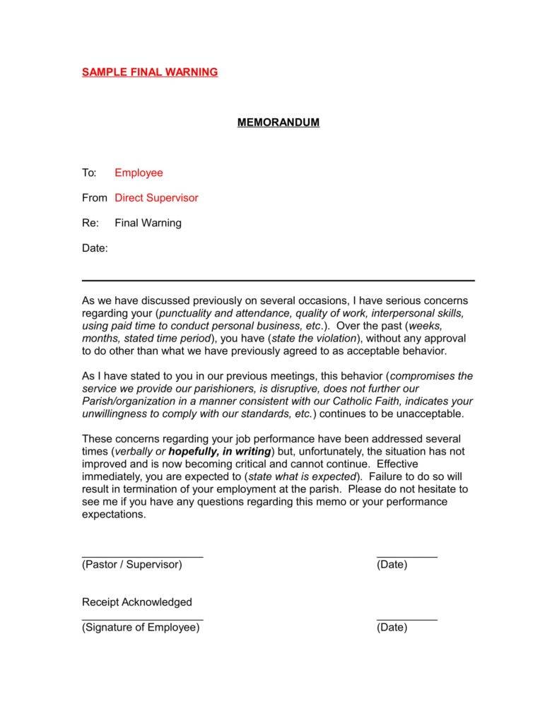 Sample Warning Letter