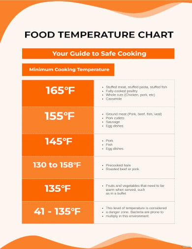 Food Temperature Chart | Modern | Minimalist | Printable PDF | Instant |  Digital Download | Safety | Cooking | Baking | Minimum Safe Temp