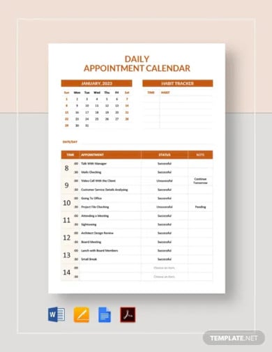 free daily appointment calendar template