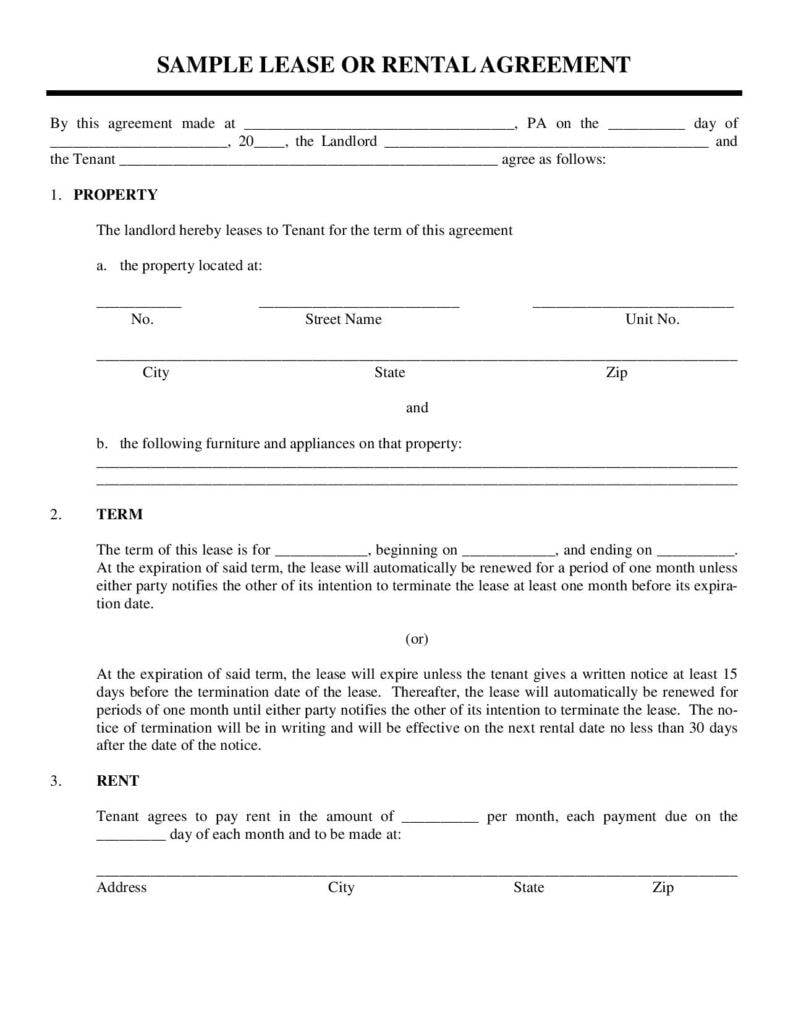 free private lease agreement template page 001 788x1020