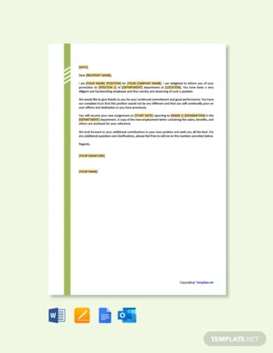 free promotion letter from employer