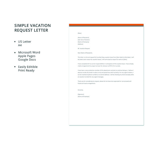 free-simple-vacation-request-letter-template