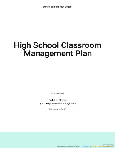 high school classroom management plan template