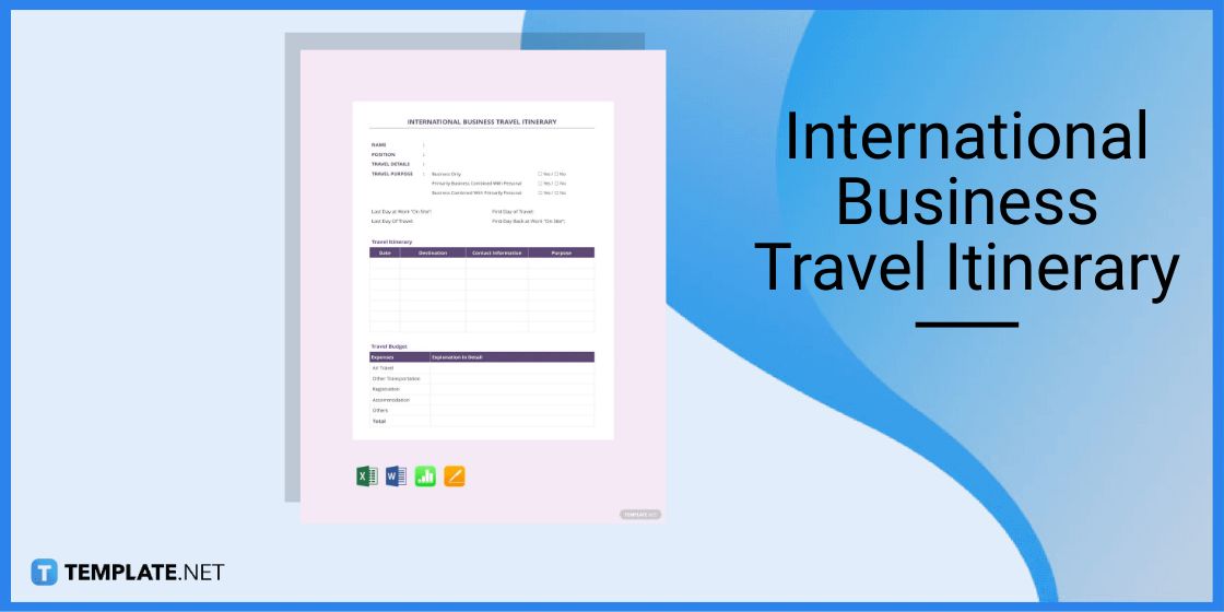 international business travel itinerary template