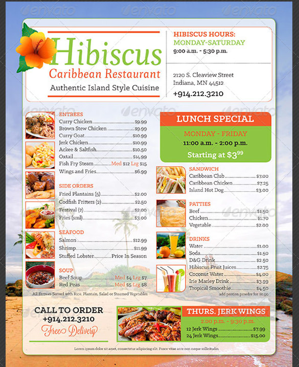 island-food-price-menu-template