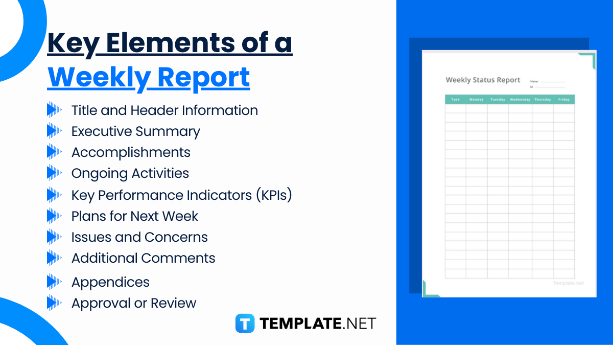 key elements of a weekly report