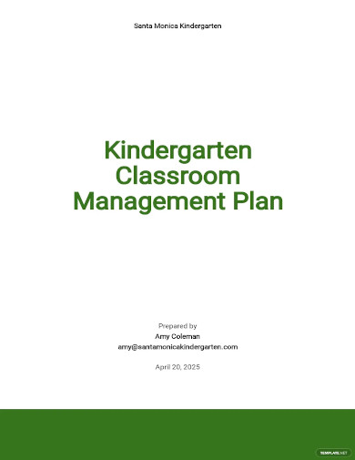 kindergarten classroom management plan template