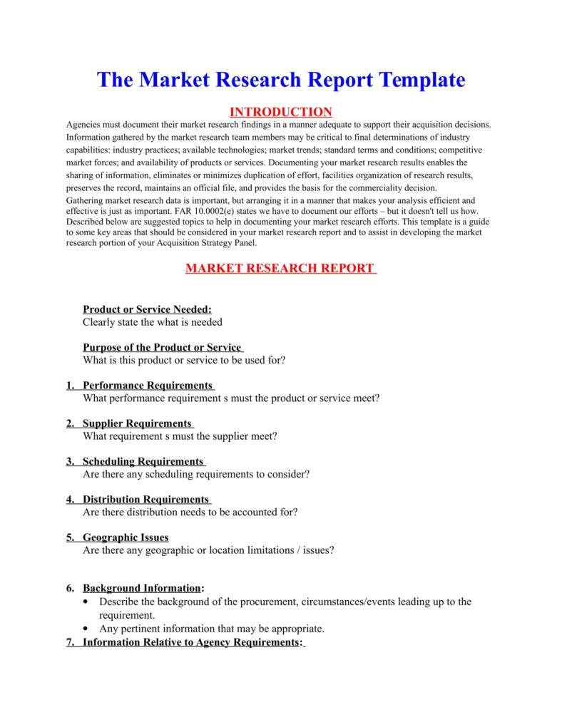market research report template free