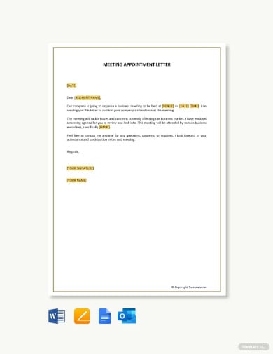 meeting appointment letter template