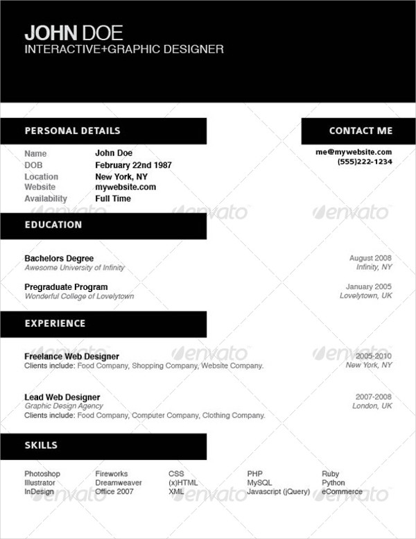 modern graphic design resume template