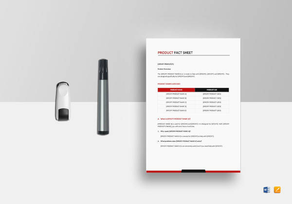 product fact sheet template