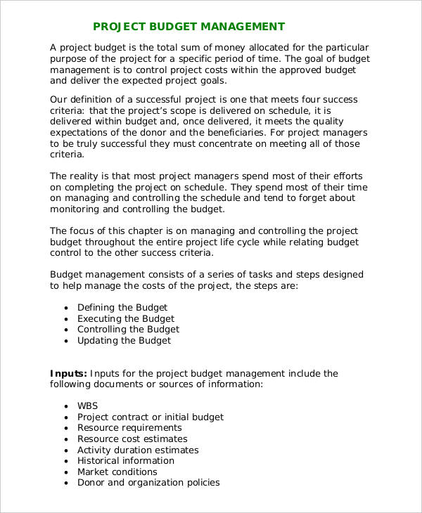 project budget management