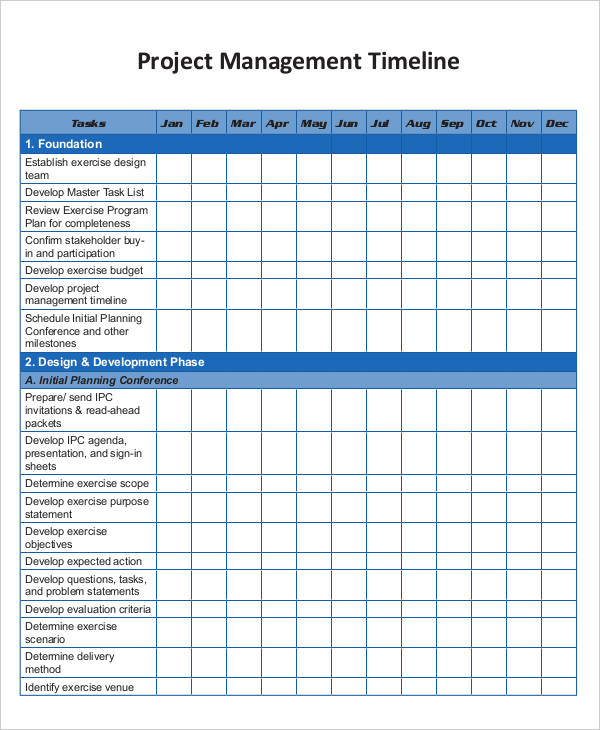 project management timeline template excel