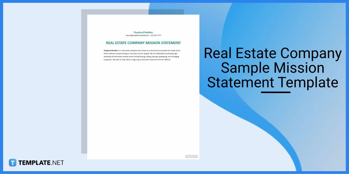 real estate company sample mission statement template