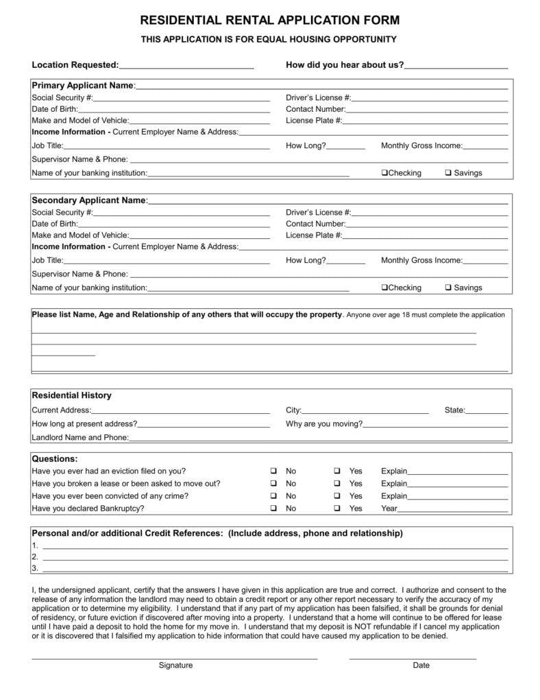 residential rental application word document 1 1 788x1020