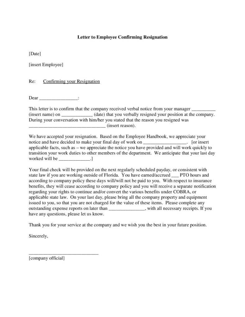 resignation confirmation acknowledgement letter template page 001 788x1020