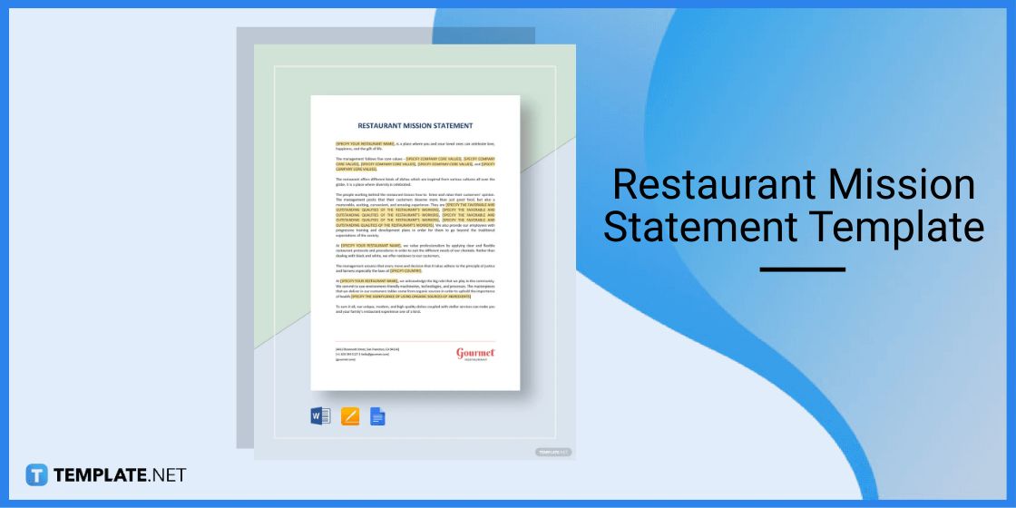 restaurant mission statement template