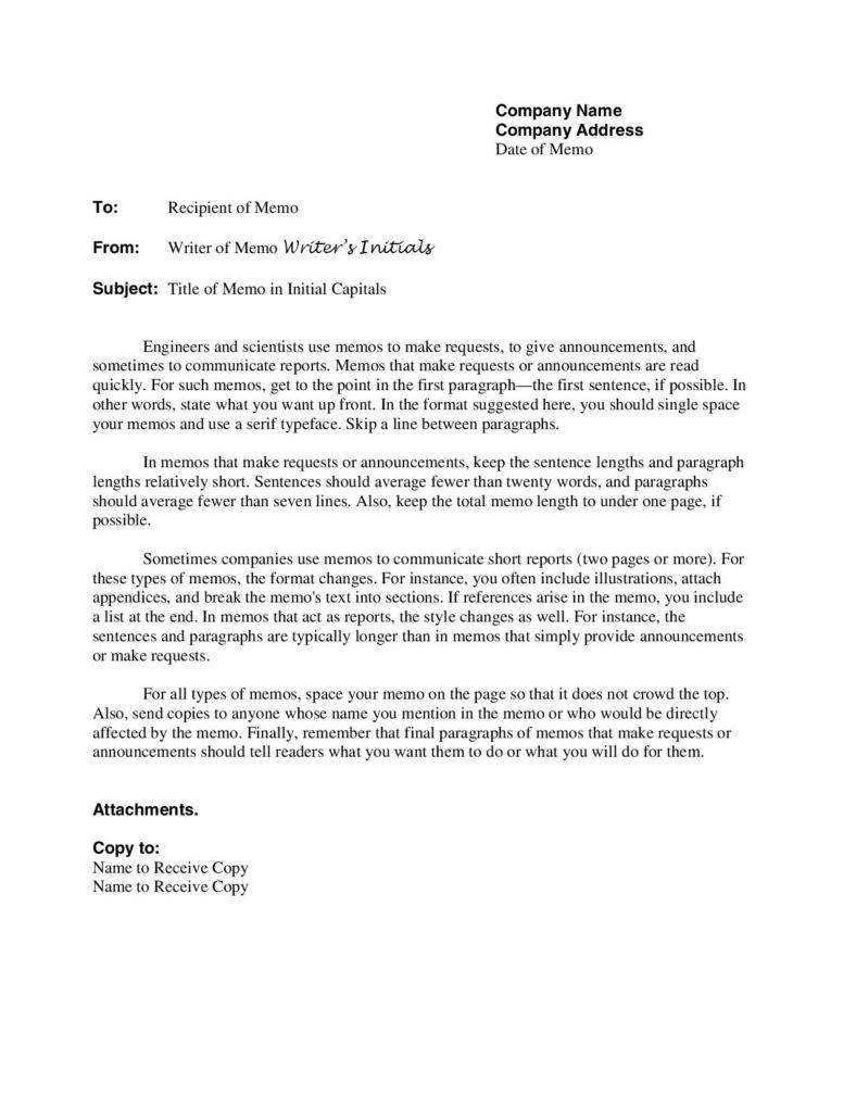 Formal Business Memo Format | World of Reference