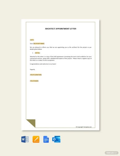 standard architects appointment letter template