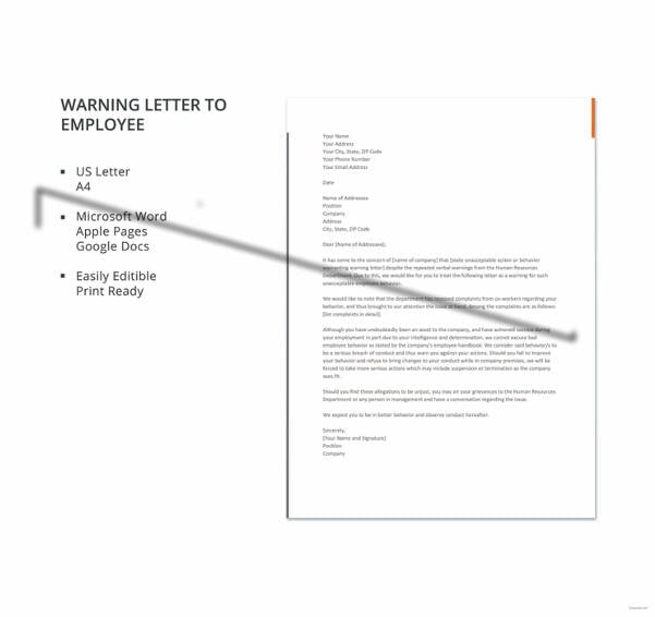 warning letter to employee template